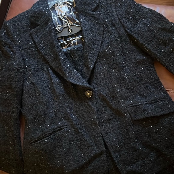 ARMANI COLLEZIONI Black Tweed Wool/Silk Sparkly Suit  Gorgeous - Picture 2 of 14